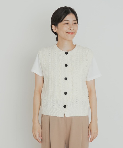 URBAN RESEARCH DOORS(アーバンリサーチドアーズ)の「ミニブークレニットベスト(ベスト・レディース・オフホワイト/ブラウン系その他・MEDIUM)」の15枚目の写真