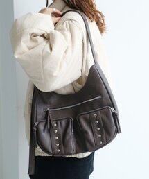 *【500mlペットボトル収納可/2WAY】スタッズミドルBAG
