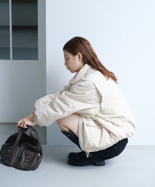 Kastane（カスタネ）の「*【500mlペットボトル収納可/2WAY】スタッズミドルBAG（トートバッグ・レディース・ブラウン/カーキ/アイボリー・FREE）」の9枚目の写真