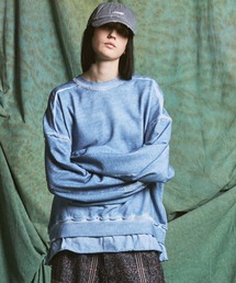 《UNISEX》Heavy-Weight Sweat Embroidery Damage Over-Dye Crew Neck Pullover/ヘビーウェイトエンブロイダリーダメージオーバーダイクルーネックプルオーバー【MAISON SPECIAL/メゾンスペシャル】