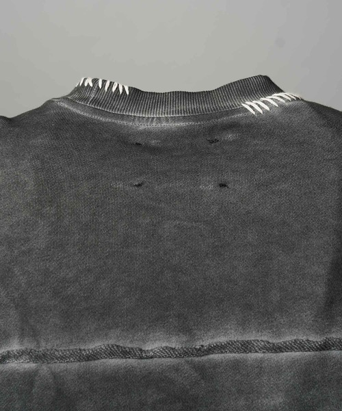 MAISON SPECIAL（メゾンスペシャル）の「《UNISEX》Heavy-Weight Sweat Embroidery Damage Over-Dye Crew Neck Pullover/ヘビーウェイトエンブロイダリーダメージオーバーダイクルーネックプルオーバー【MAISON SPECIAL/メゾンスペシャル】（スウェット・メンズ・ブラック/グレイッシュベージュ/ピンク/パープル/ライトグリーン/カーキ・0/1/2）」の15枚目の写真