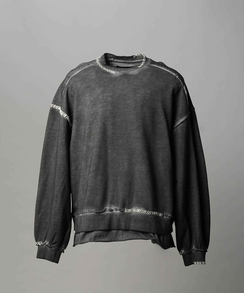 maison special ヘビーウェイトエンブロイダリーダメージオーバー UNISEX》Heavy-Weight Sweat Embroidery Damage Over-Dye Crew