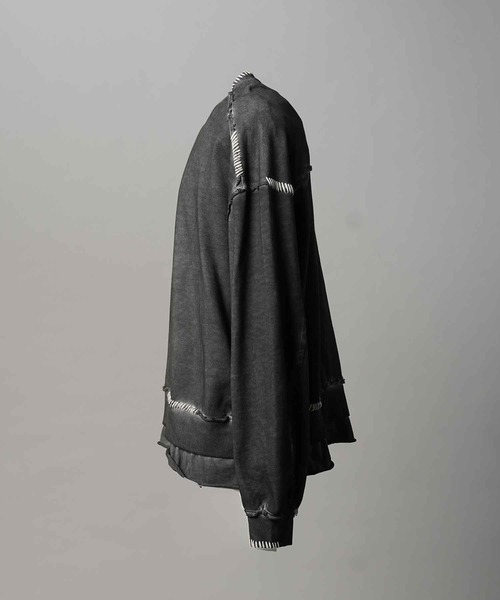 UNISEX》Heavy-Weight Sweat Embroidery Damage Over-Dye Crew Neck