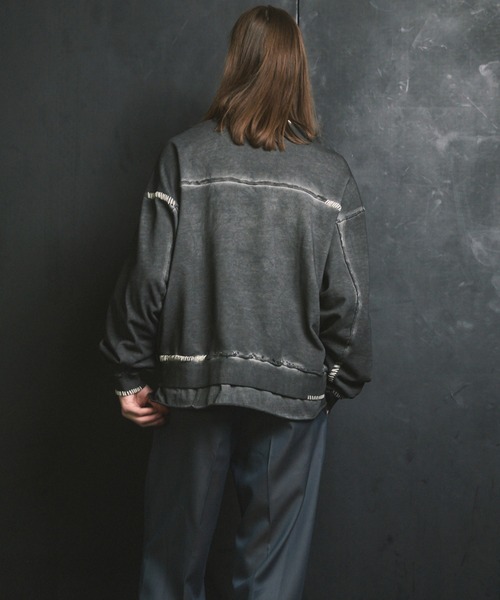 UNISEX》Heavy-Weight Sweat Embroidery Damage Over-Dye Crew Neck