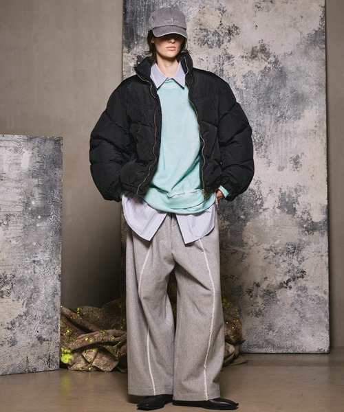 UNISEX》Heavy-Weight Sweat Embroidery Damage Over-Dye Crew Neck