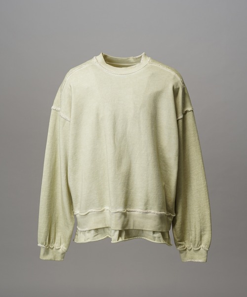 UNISEX》Heavy-Weight Sweat Embroidery Damage Over-Dye Crew Neck