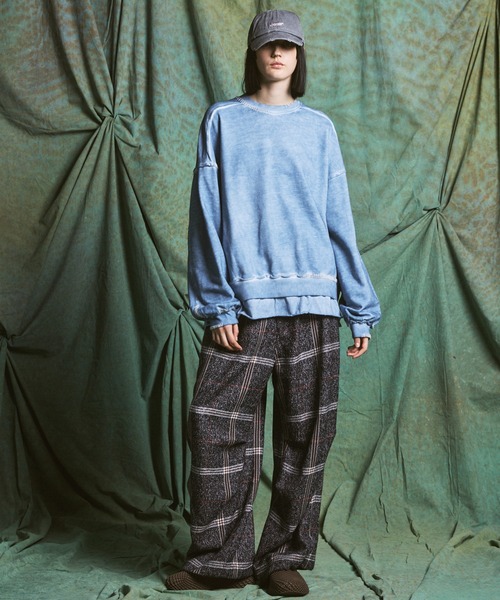MAISON SPECIAL(メゾンスペシャル)の「《UNISEX》Heavy-Weight Sweat Embroidery Damage Over-Dye Crew Neck Pullover/ヘビーウェイトエンブロイダリーダメージオーバーダイクルーネックプルオーバー【MAISON SPECIAL/メゾンスペシャル】(スウェット・メンズ・ブラック/グレイッシュベージュ/ピンク/パープル/ライトグリーン/カーキ/サックスブルー・0/1/2)」の22枚目の写真
