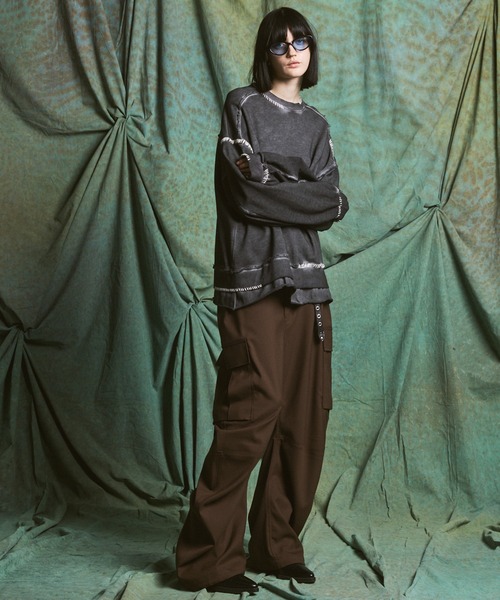 MAISON SPECIAL(メゾンスペシャル)の「《UNISEX》Heavy-Weight Sweat Embroidery Damage Over-Dye Crew Neck Pullover/ヘビーウェイトエンブロイダリーダメージオーバーダイクルーネックプルオーバー【MAISON SPECIAL/メゾンスペシャル】(スウェット・メンズ・ブラック/グレイッシュベージュ/ピンク/パープル/ライトグリーン/カーキ/サックスブルー・0/1/2)」の18枚目の写真