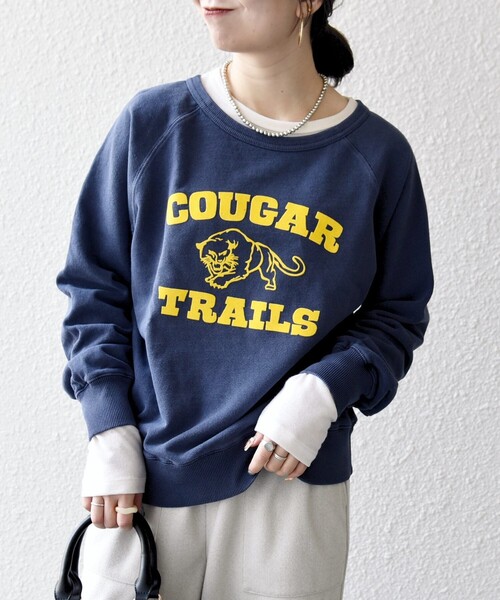 MIXTA（ミクスタ）の「Mixta:〈洗濯機可能〉ラグラン ロゴ クルーネック プルオーバー（スウェット・レディース・ライトブルー/ブラック/ネイビー/ナチュラル・ONE SIZE）」の4枚目の写真