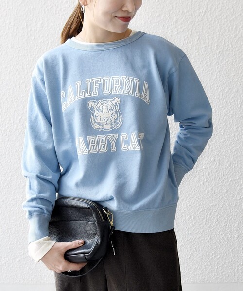 Naptime. プルオーバー スウェット ライトブルー　美品 Mixta:〈洗濯機可能〉ラグラン ロゴ クルーネック プルオーバー