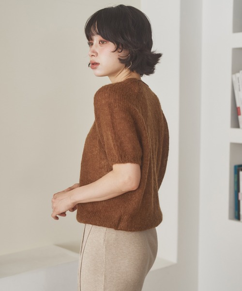 LAULEN（ローレン）の「wool mohair blend puff knit /ウールモヘアブレンドパフニット（ニット/セーター・レディース・アイボリー/レッド/ブラウン・FREE）」の3枚目の写真
