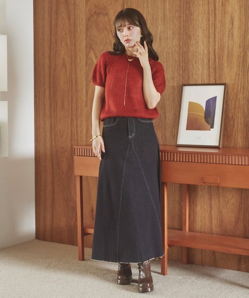 LAULEN（ローレン）の「wool mohair blend puff knit /ウールモヘアブレンドパフニット（ニット/セーター・レディース・アイボリー/レッド/ブラウン・FREE）」の7枚目の写真