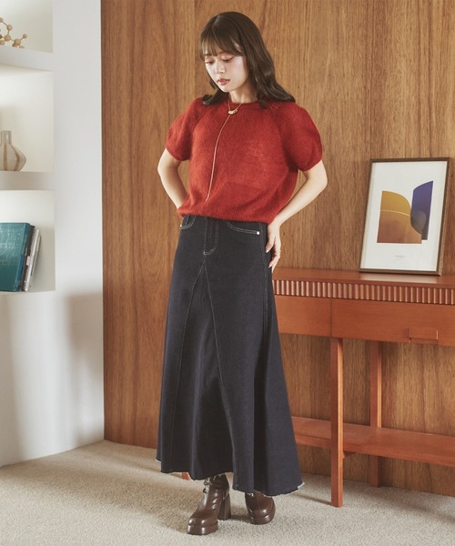 LAULEN（ローレン）の「wool mohair blend puff knit /ウールモヘアブレンドパフニット（ニット/セーター・レディース・アイボリー/レッド/ブラウン・FREE）」の8枚目の写真