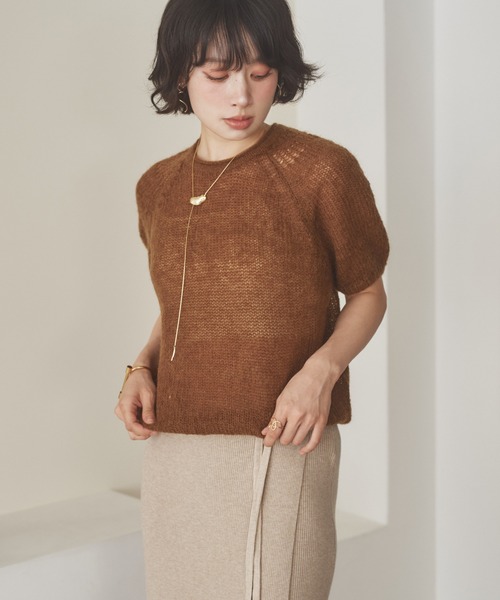 LAULEN（ローレン）の「wool mohair blend puff knit /ウールモヘアブレンドパフニット（ニット/セーター・レディース・アイボリー/レッド/ブラウン・FREE）」の10枚目の写真