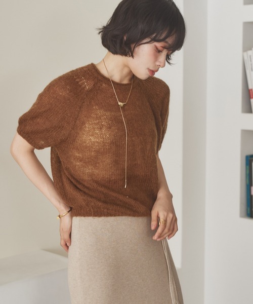 LAULEN（ローレン）の「wool mohair blend puff knit /ウールモヘアブレンドパフニット（ニット/セーター・レディース・アイボリー/レッド/ブラウン・FREE）」の12枚目の写真