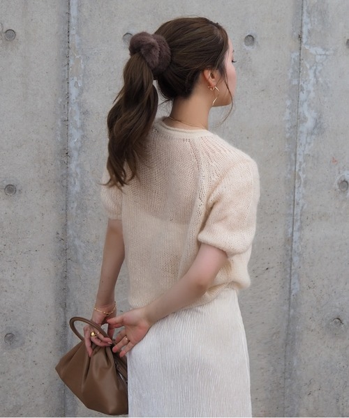 LAULEN（ローレン）の「wool mohair blend puff knit /ウールモヘアブレンドパフニット（ニット/セーター・レディース・アイボリー/レッド/ブラウン・FREE）」の16枚目の写真