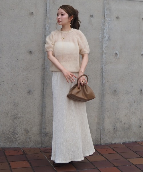 LAULEN（ローレン）の「wool mohair blend puff knit /ウールモヘアブレンドパフニット（ニット/セーター・レディース・アイボリー/レッド/ブラウン・FREE）」の17枚目の写真