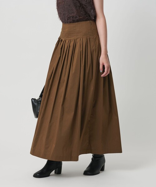 セール】ポリエステルコットン タックフレアスカート（スカート