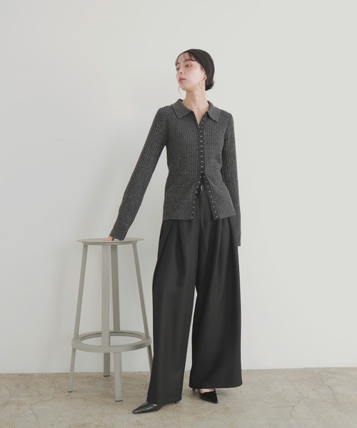 LIAN（リアン）の「ベルトデザインラップタックパンツ（スラックス・レディース・ブラック/ベージュ/チャコールグレー/ブラウン・FREE）」の13枚目の写真