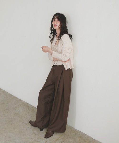 LIAN（リアン）の「ベルトデザインラップタックパンツ（スラックス・レディース・ブラック/ベージュ/チャコールグレー/ブラウン・FREE）」の17枚目の写真