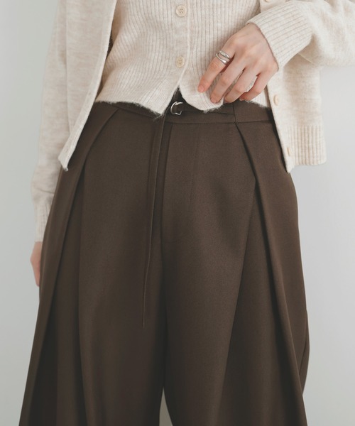 LIAN（リアン）の「ベルトデザインラップタックパンツ（スラックス・レディース・ブラック/ベージュ/チャコールグレー/ブラウン・FREE）」の19枚目の写真