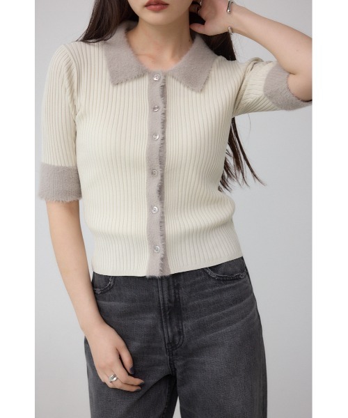 セール】シャギーコンビポロニットトップス（ニット/セーター）｜AZUL