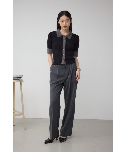 AZUL by moussy(アズールバイマウジー)の「シャギーコンビポロニットトップス(ニット/セーター・レディース・ダークグリーン/アイボリー/ブラック・FREE)」の17枚目の写真