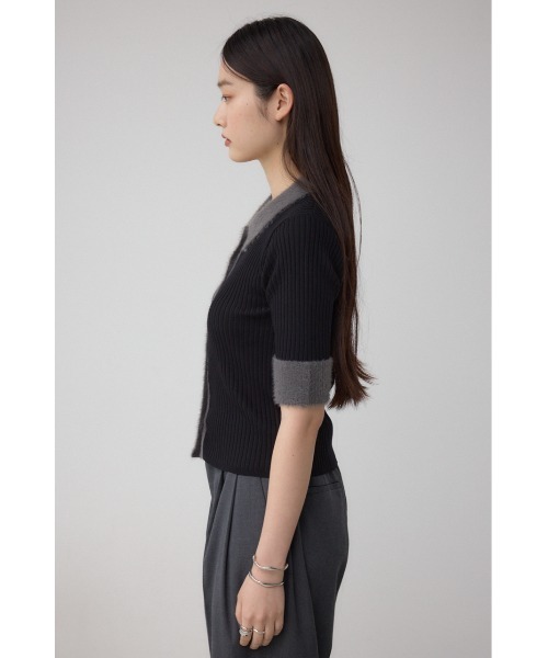 AZUL by moussy(アズールバイマウジー)の「シャギーコンビポロニットトップス(ニット/セーター・レディース・ダークグリーン/アイボリー/ブラック・FREE)」の19枚目の写真