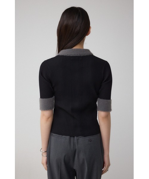 AZUL by moussy(アズールバイマウジー)の「シャギーコンビポロニットトップス(ニット/セーター・レディース・ダークグリーン/アイボリー/ブラック・FREE)」の20枚目の写真