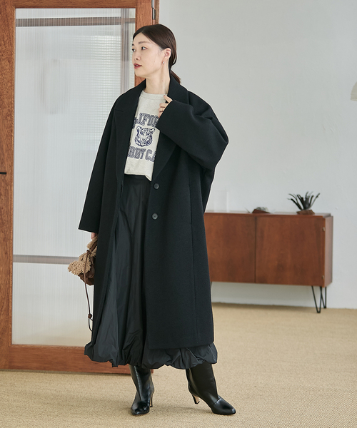 journal standard L'essage（ジャーナルスタンダードレサージュ）の「ブークレ コクーンコート（その他アウター・レディース・パープル/キャメル/ブラック・FREE）」の4枚目の写真