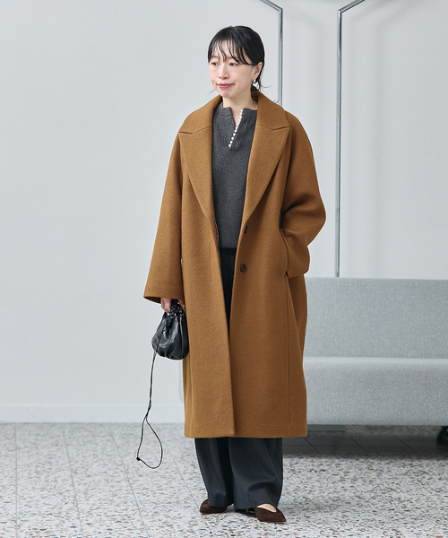 journal standard L'essage（ジャーナルスタンダードレサージュ）の「ブークレ コクーンコート（その他アウター・レディース・パープル/キャメル/ブラック・FREE）」の6枚目の写真