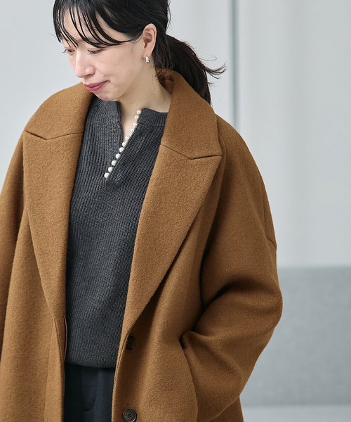 journal standard L'essage（ジャーナルスタンダードレサージュ）の「ブークレ コクーンコート（その他アウター・レディース・パープル/キャメル/ブラック・FREE）」の9枚目の写真