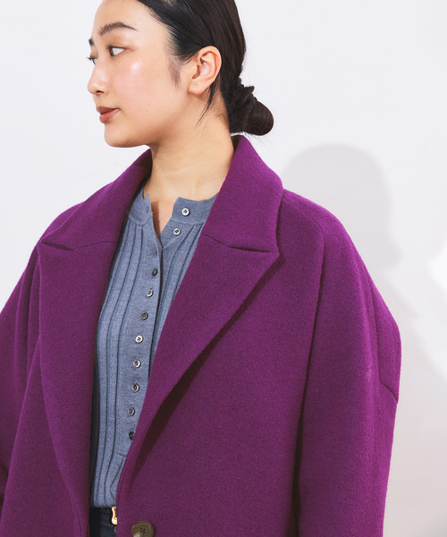 journal standard L'essage（ジャーナルスタンダードレサージュ）の「ブークレ コクーンコート（その他アウター・レディース・パープル/キャメル/ブラック・FREE）」の14枚目の写真