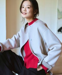 INDIVI | 【配色デザイン／ショート丈】ウールリバー ノーカラーコート(ノーカラーコート)