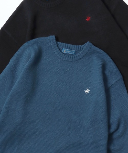 BEVERLY HILLS POLO CLUB（ビバリーヒルズポロクラブ）の「BEVERLY HILLS POLO CLUB/ビバリーヒルズポロクラブ オーバーサイズ ニット ロゴ ワンポイント刺繍 クルーネック セーター/レディース メンズ（ニット/セーター・レディース・ブラック/アイボリー/ブラック系その他/ブラウン/ブルー系その他/ブルーグリーン・L/M/LL）」の6枚目の写真