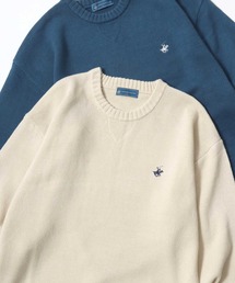 BEVERLY HILLS POLO CLUB/ビバリーヒルズポロクラブ オーバーサイズ ニット ロゴ ワンポイント刺繍 クルーネック セーター/レディース メンズ