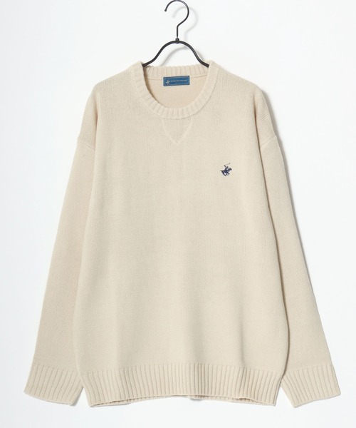 BEVERLY HILLS POLO CLUB（ビバリーヒルズポロクラブ）の「BEVERLY HILLS POLO CLUB/ビバリーヒルズポロクラブ オーバーサイズ ニット ロゴ ワンポイント刺繍 クルーネック セーター/レディース メンズ（ニット/セーター・レディース・ブラック/アイボリー/ブラック系その他/ブラウン/ブルー系その他/ブルーグリーン・L/M/LL）」の13枚目の写真