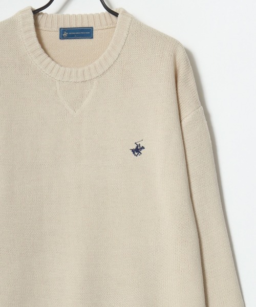 BEVERLY HILLS POLO CLUB（ビバリーヒルズポロクラブ）の「BEVERLY HILLS POLO CLUB/ビバリーヒルズポロクラブ オーバーサイズ ニット ロゴ ワンポイント刺繍 クルーネック セーター/レディース メンズ（ニット/セーター・レディース・ブラック/アイボリー/ブラック系その他/ブラウン/ブルー系その他/ブルーグリーン・L/M/LL）」の7枚目の写真