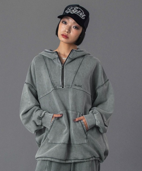 BLEACHED ANORAK SWEAT TOP（パーカー）｜X-girl（エックスガール）の