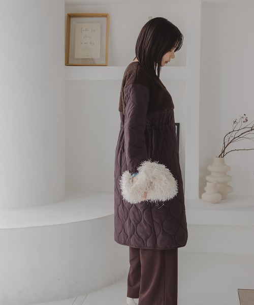 セール】小さいサイズ ボア切り替えキルティングミドルコート 低身長