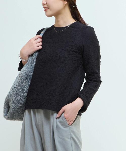 CONVERSE TOKYO(コンバーストウキョウ)の「JACQUARD PEPLUM BLOUSE(Tシャツ/カットソー・レディース・ブラック/イエロー/ホワイト・FREE)」の2枚目の写真