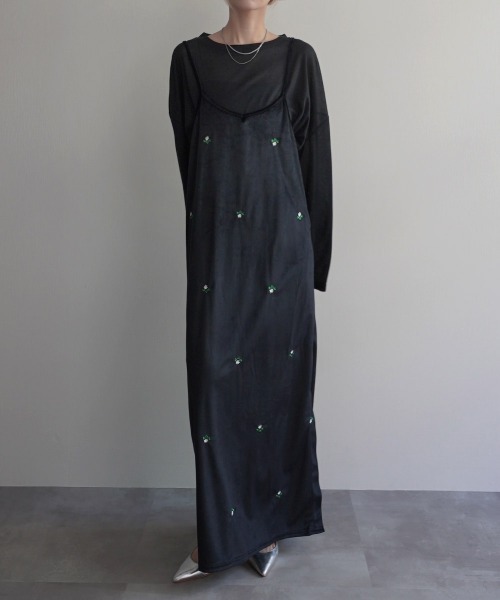 Rashik(ラシク)の「フラワー刺繍ベロア調ワンピース(ワンピース・レディース・ブラック/グレー/ブラウン・FREE)」の15枚目の写真