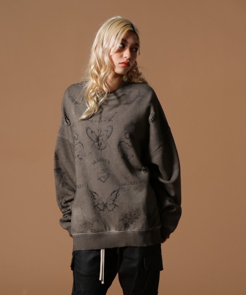 DANKE SCHON(ダンケシェーン)の「DankeSchon/ダンケシェーン/BURN CREWNECK(スウェット・レディース・ベージュ・M/L)」の2枚目の写真