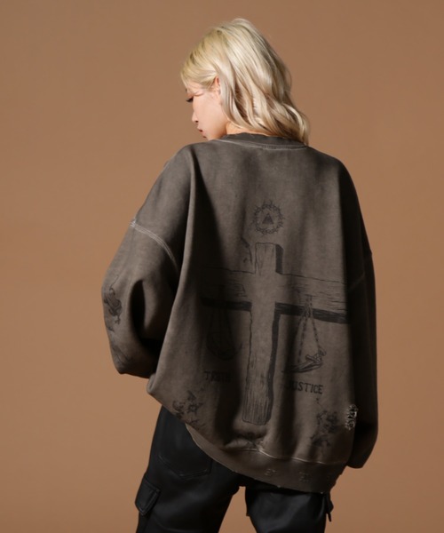 DANKE SCHON(ダンケシェーン)の「DankeSchon/ダンケシェーン/BURN CREWNECK(スウェット・レディース・ベージュ・M/L)」の3枚目の写真