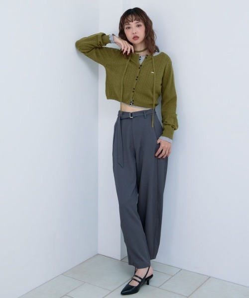 archives（アルシーヴ）の「チョーカー付ハリヌキニットカーディガン（カーディガン/ボレロ・レディース・グレー/チャコールグレー/グリーン/ワイン/アイボリー・MEDIUM）」の18枚目の写真