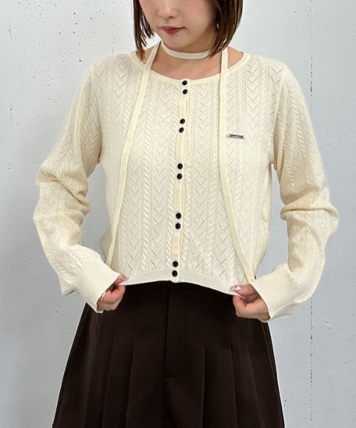 archives（アルシーヴ）の「チョーカー付ハリヌキニットカーディガン（カーディガン/ボレロ・レディース・グレー/チャコールグレー/グリーン/ワイン/アイボリー・MEDIUM）」の20枚目の写真