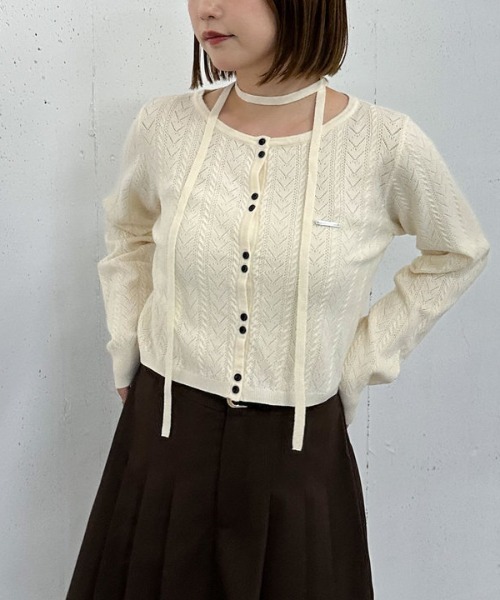 archives（アルシーヴ）の「チョーカー付ハリヌキニットカーディガン（カーディガン/ボレロ・レディース・グレー/チャコールグレー/グリーン/ワイン/アイボリー・MEDIUM）」の21枚目の写真