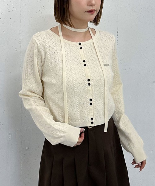 archives（アルシーヴ）の「チョーカー付ハリヌキニットカーディガン（カーディガン/ボレロ・レディース・グレー/チャコールグレー/グリーン/ワイン/アイボリー・MEDIUM）」の22枚目の写真