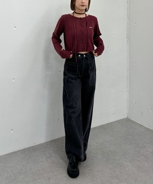 archives（アルシーヴ）の「チョーカー付ハリヌキニットカーディガン（カーディガン/ボレロ・レディース・グレー/チャコールグレー/グリーン/ワイン/アイボリー・MEDIUM）」の8枚目の写真