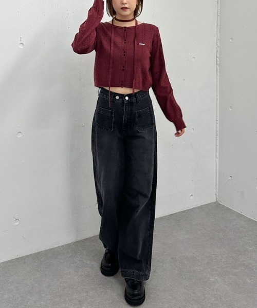 archives（アルシーヴ）の「チョーカー付ハリヌキニットカーディガン（カーディガン/ボレロ・レディース・グレー/チャコールグレー/グリーン/ワイン/アイボリー・MEDIUM）」の9枚目の写真